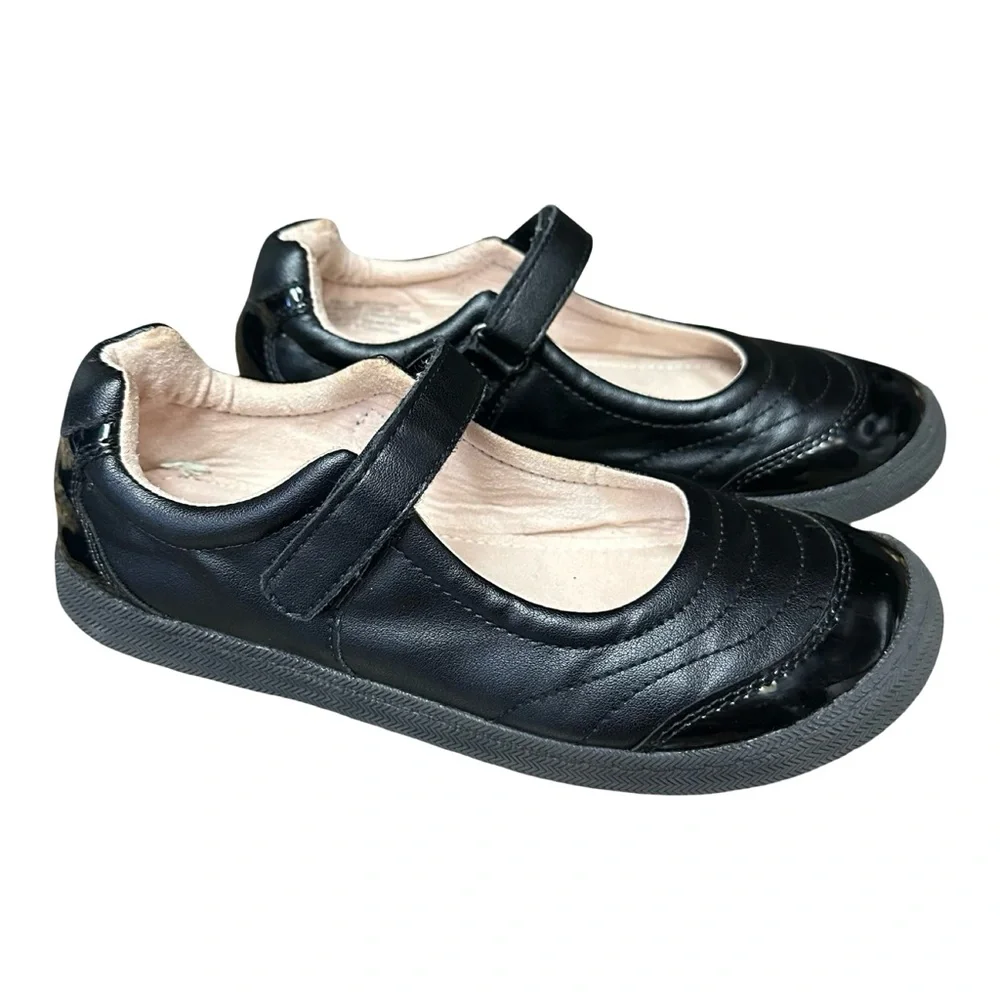 SO Size 3 Girls Black Violin Flats Mary Faux leather  Janes Flats shoes